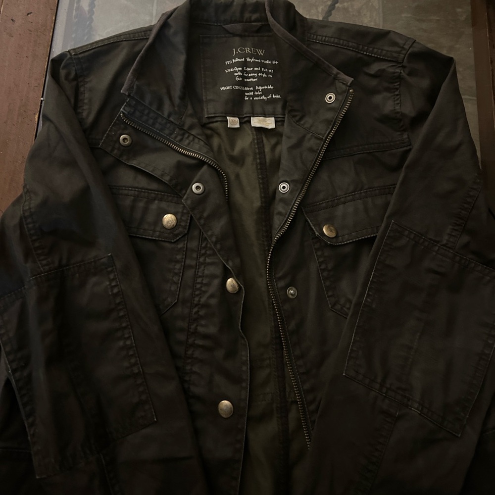 J crew waxed water resistant jacket charcoal ,size XS excellent condition